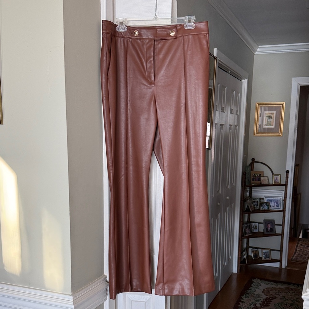 Loft Chic Brown Faux Leather Pants Sz. 12